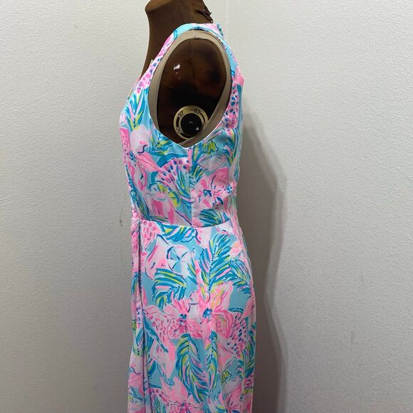 Lilly Pulitzer Taylee Blue Ibiza Gimme The Juice Flounce High Low Maxi Dress 4 - Picture 6 of 11